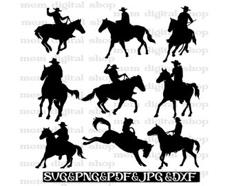 Barrel Racing SVG Bundle: Horse, Rodeo, Cowboy Clipart (Digital Download)