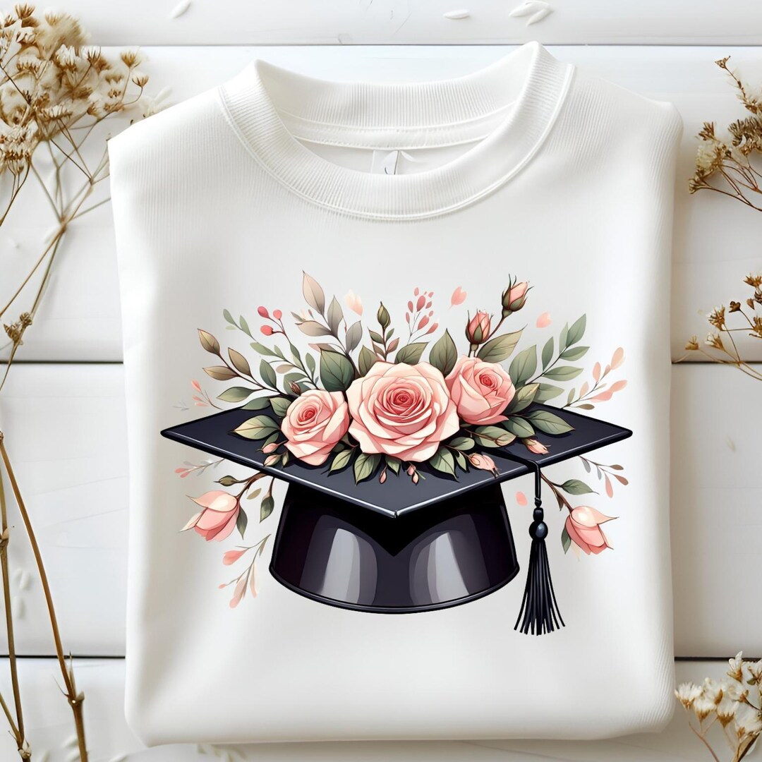 Floral Graduation Cap SVG PNG: Rose Clipart Design (digital Download ...