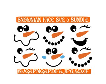 Lot de visages de bonhomme de neige SVG : clipart de décoration de Noël (téléchargement numérique)