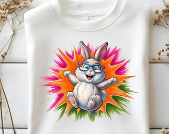 Cute Glasses Rabbit PNG Clipart, Cartoon Bunny (Digital Download)