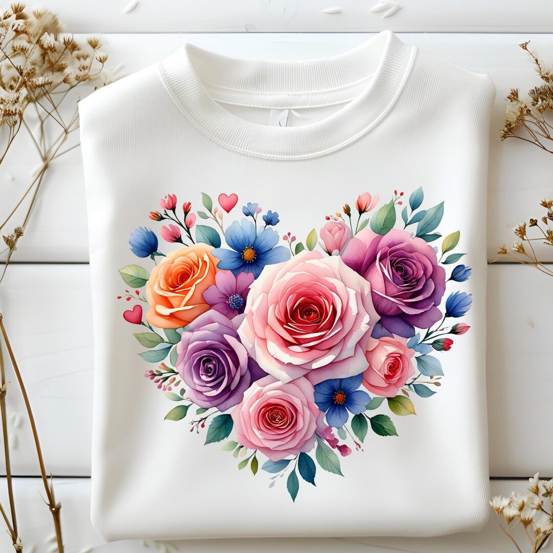 Watercolor Flower Heart Clipart, Floral Heart Svg Png, Heart Clipart ...