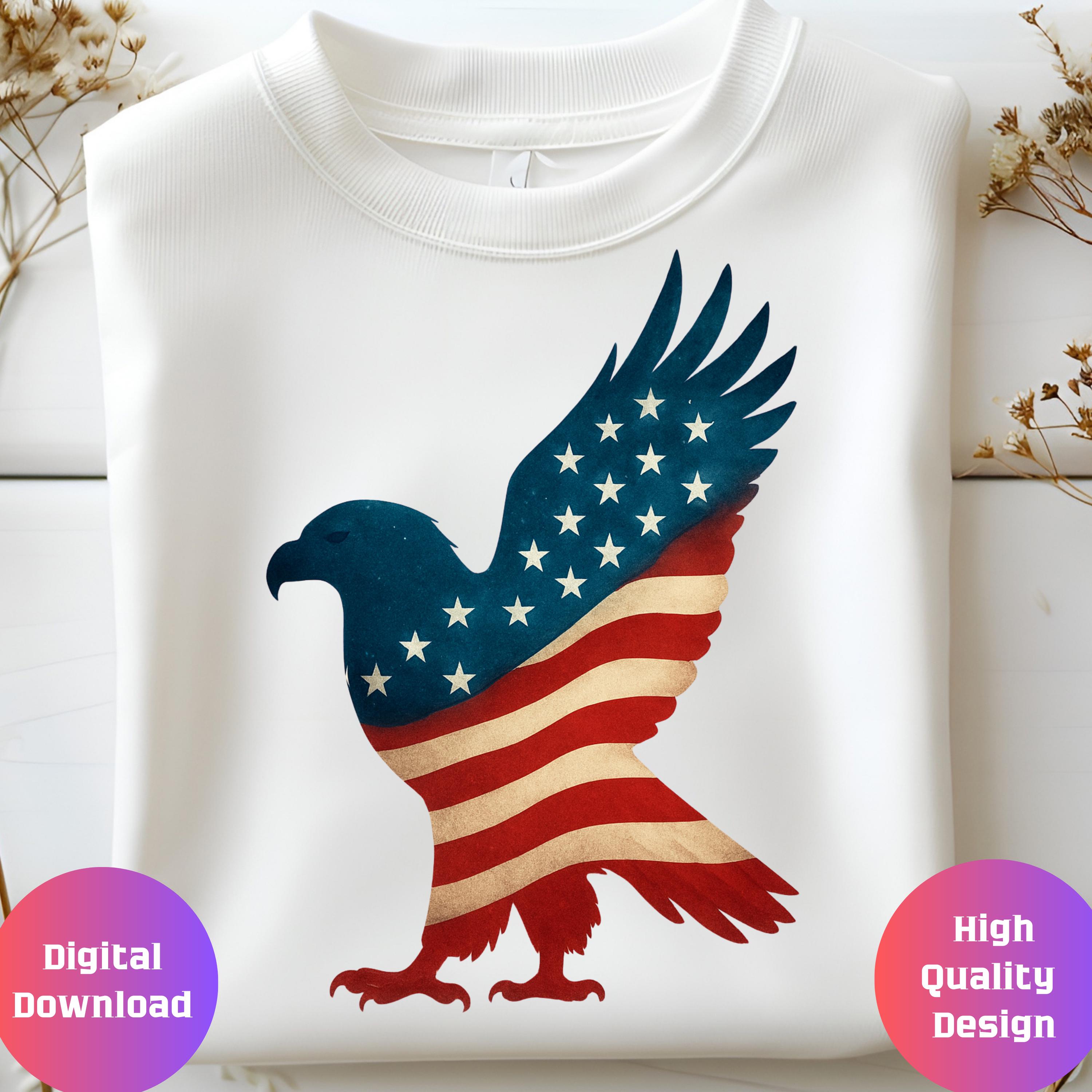 Patriotic USA Flag Bald Eagle SVG PNG: 4th of July Design (digital ...