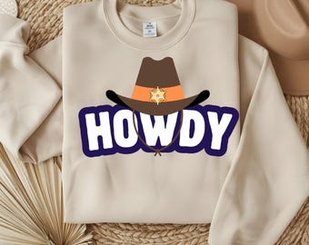 Retro Howdy Cowboy PNG: Western Sublimation Design (Digital Download)
