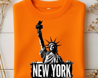 Imagen PNG retro de la ciudad de Nueva York, diseño de sublimación de la Estatua de la Libertad (descarga digital)