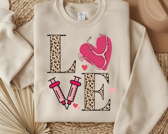 Enfermera de San Valentín PNG – Lindo clipart de amor médico (descarga digital)