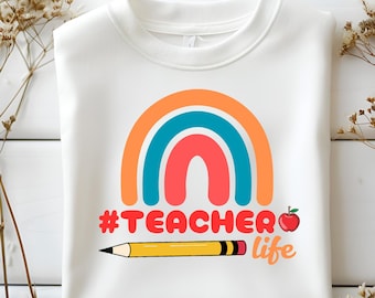 Teacher Life PNG – Rainbow Clipart Design (Digital Download)