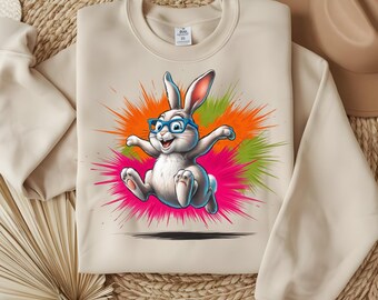Cute Glasses Rabbit PNG Clipart, Bunny Illustration (Digital Download)