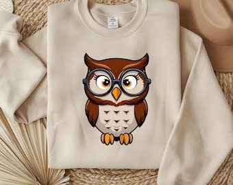 Cute Owl with Glasses PNG, Funny Owl Clipart (Digital Download)