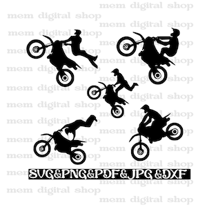 Motocrossförare SVG-paket: Motorcykel Clipart Vector Design (digital nedladdning)