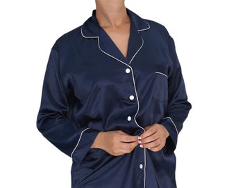 Silky Bridesmaids Pajamas -satin pyjama shirt dress- Bridal party Pajama Set , Custom Pajamas-Short Pajamas