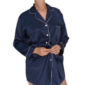 Silky Bridesmaids Pajamas -satin pyjama shirt dress- Bridal party Pajama Set , Custom Pajamas-Short Pajamas