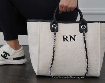 PERSONALIZED EMBROIDERED Canvas Tote, personalisieren Einkaufstasche, Strandtasche, personalisieren Reisetasche, personalisieren Handtasche, Monogrammarbeitstasche