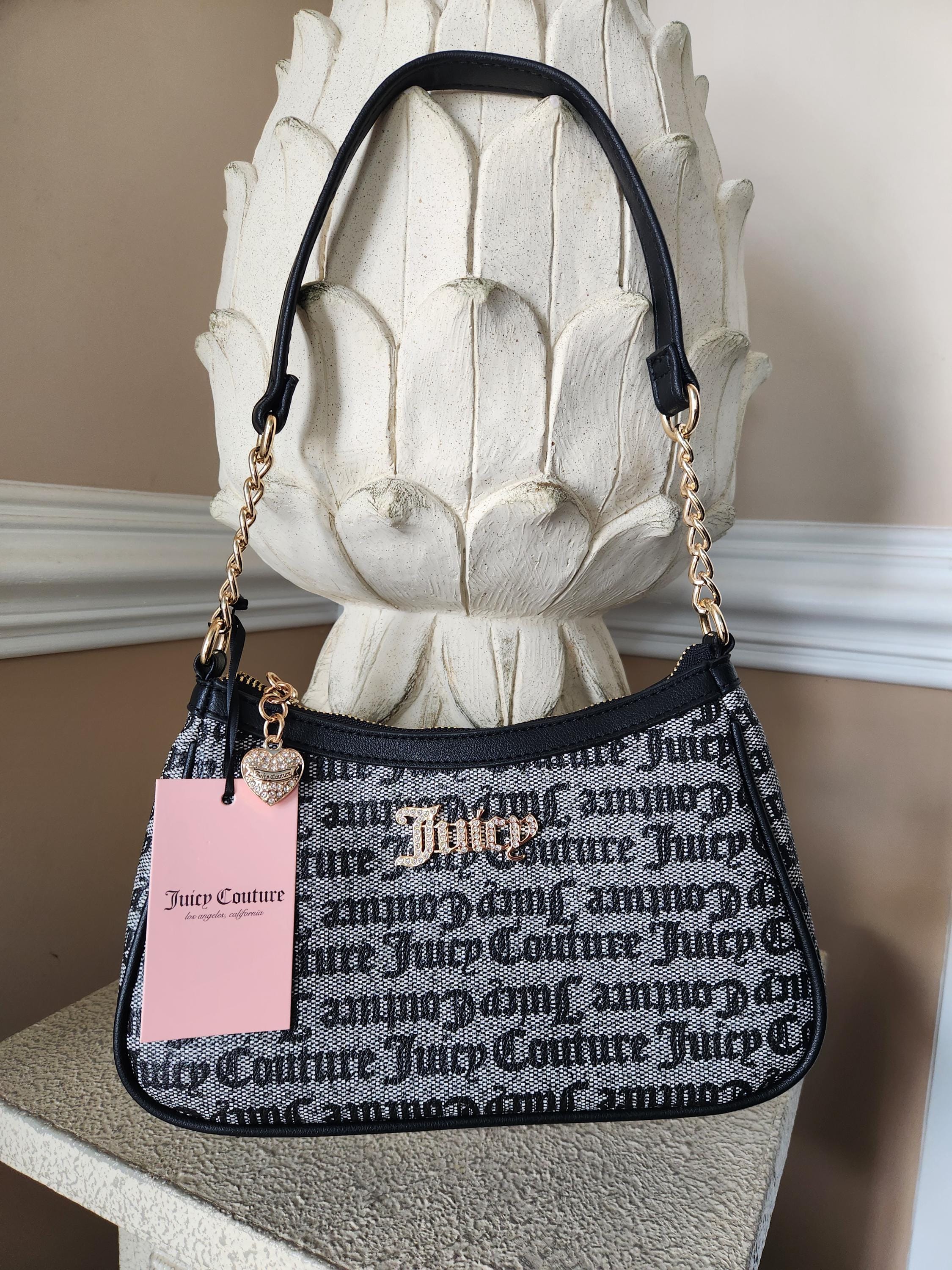 Juicy Couture Black Beige Juicy Forever Shoulder Bag Small Fancy