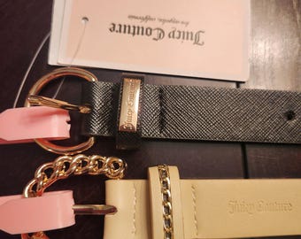JUICY COUTURE Y2K Belt Black With Juicy Logo Gold Heart - Etsy display picture 1