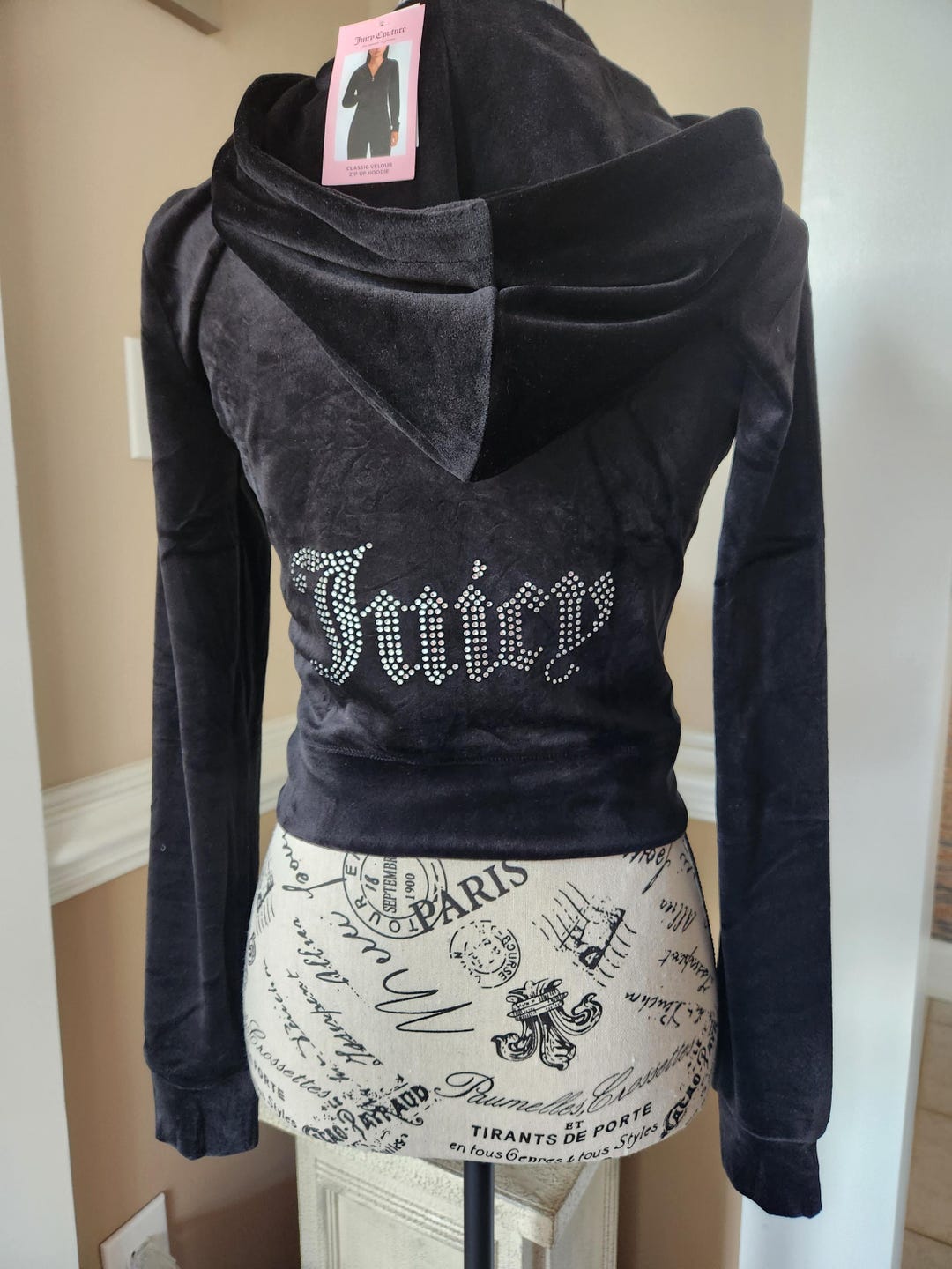 Juicy Couture Black Classic Velour Zip up Hoodie With Silver
