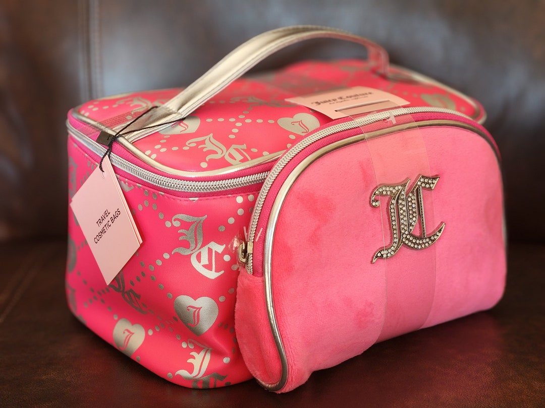 Juicy Couture Travel Cosmetic Bag Set of 2 Hot Pink and Silver Etsy