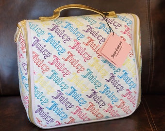 Juicy Couture Pecan White Rosie Mini Backpack Fancy Cute Weekender  Orginazer Case With Logo All Over It 