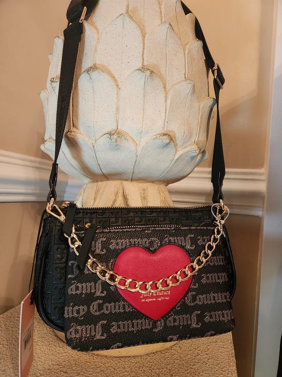 Juicy Couture Double Trouble Crossbody Bag Liquorice Crown Logo