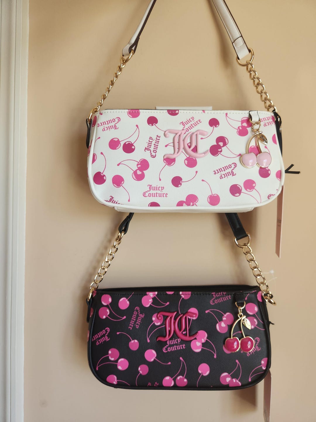 Juicy Couture Cherry on Top Multicolor Logo Accent Shoulder Bag