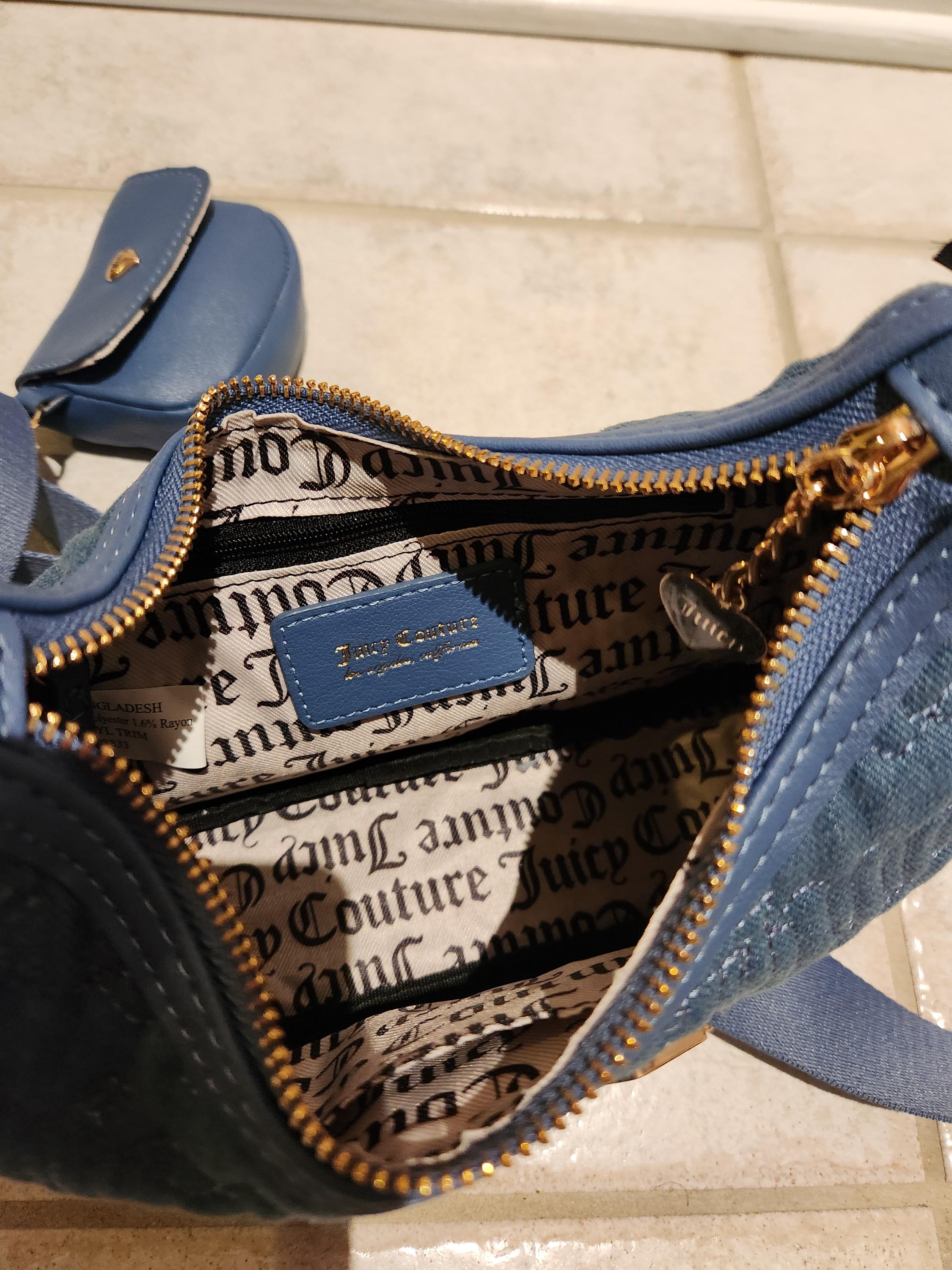 Juicy Couture Pink League Hobo Denim Crossbody Bag With Mathcing 