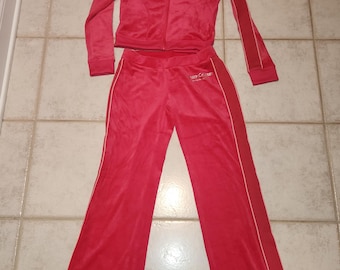 Juicy Couture vixen pink with flamingo beautiful tracksuit with silver logo accent and cool collar