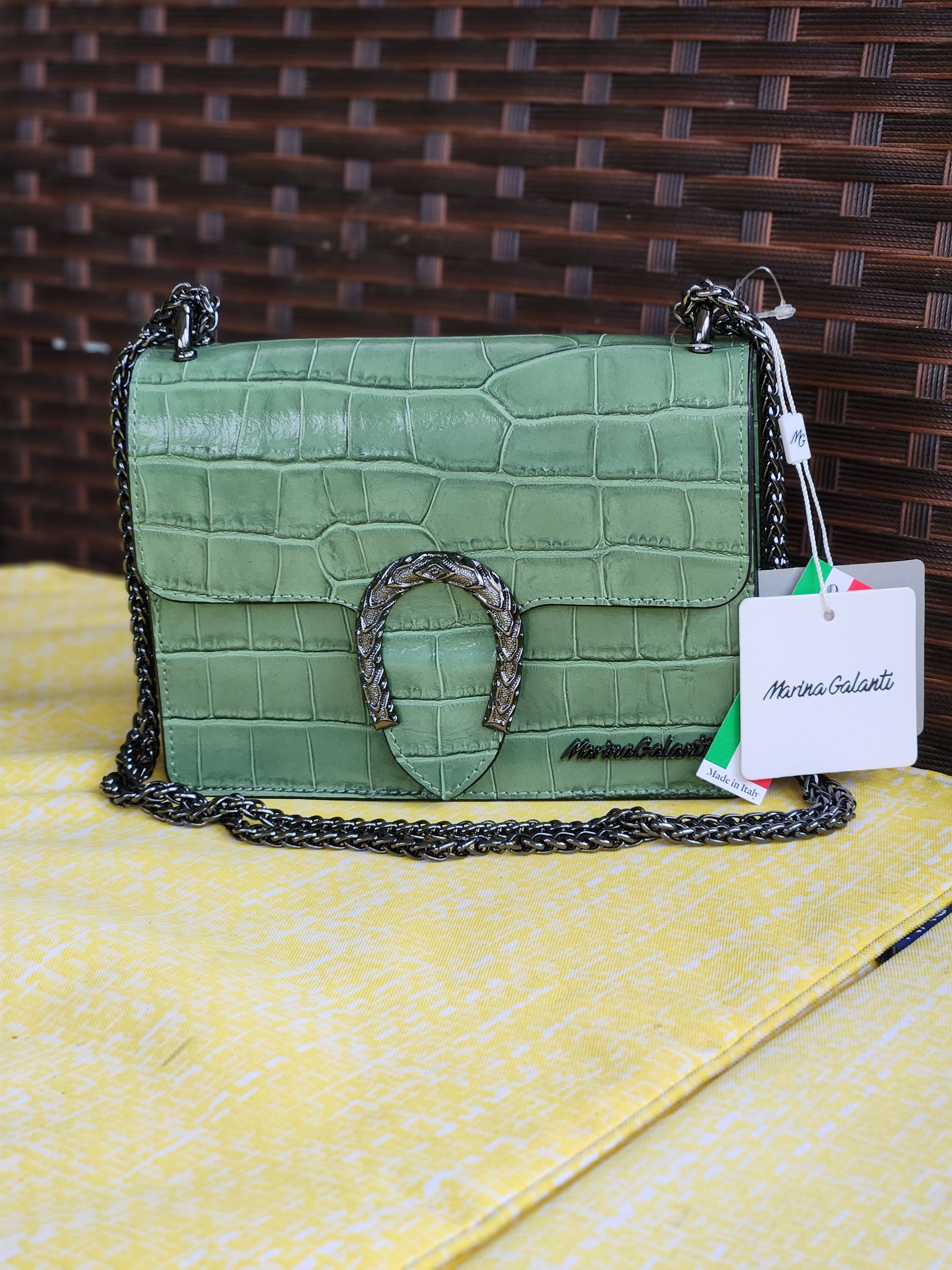 Elegant Marina Gatanti Green Avacado Handbag Made in Italy Genuine Leather  Flap Over Crossbody Rare Snakeskin Vera Pelle Leather Bag - Etsy