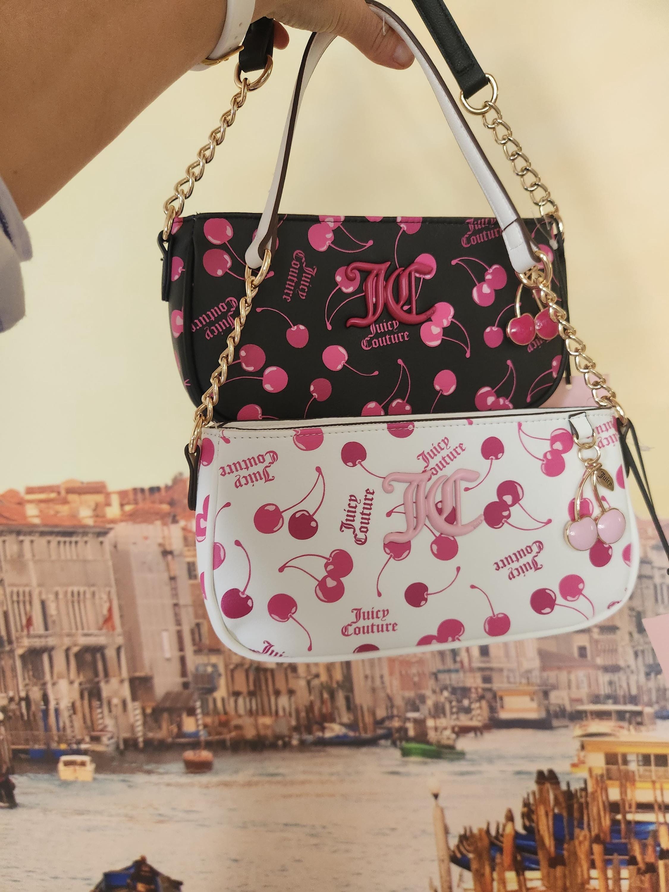 Juicy Couture Cherry on Top Multicolor Logo Accent Shoulder Bag