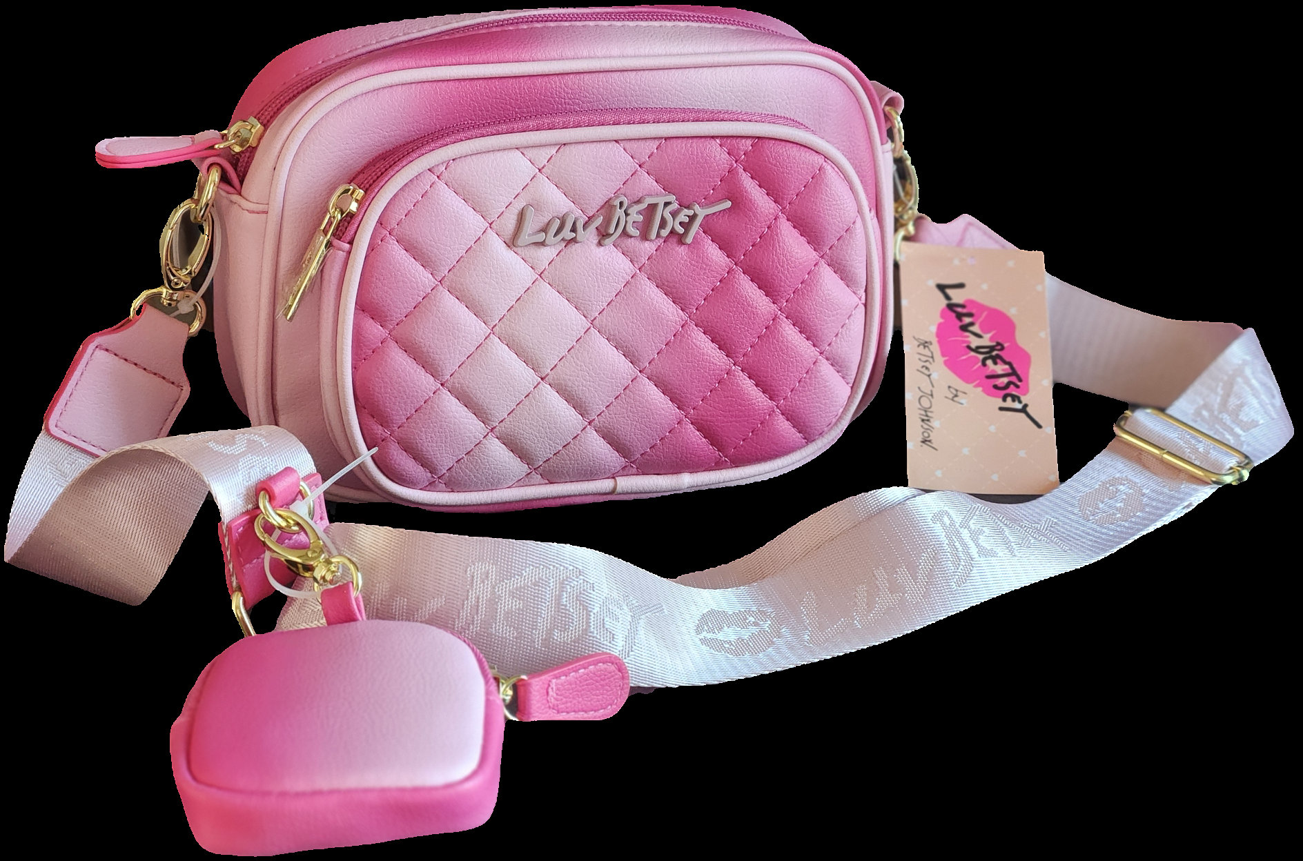 Luv by Betsey Johnson Pink Ombre Small Crossbody Bag With 