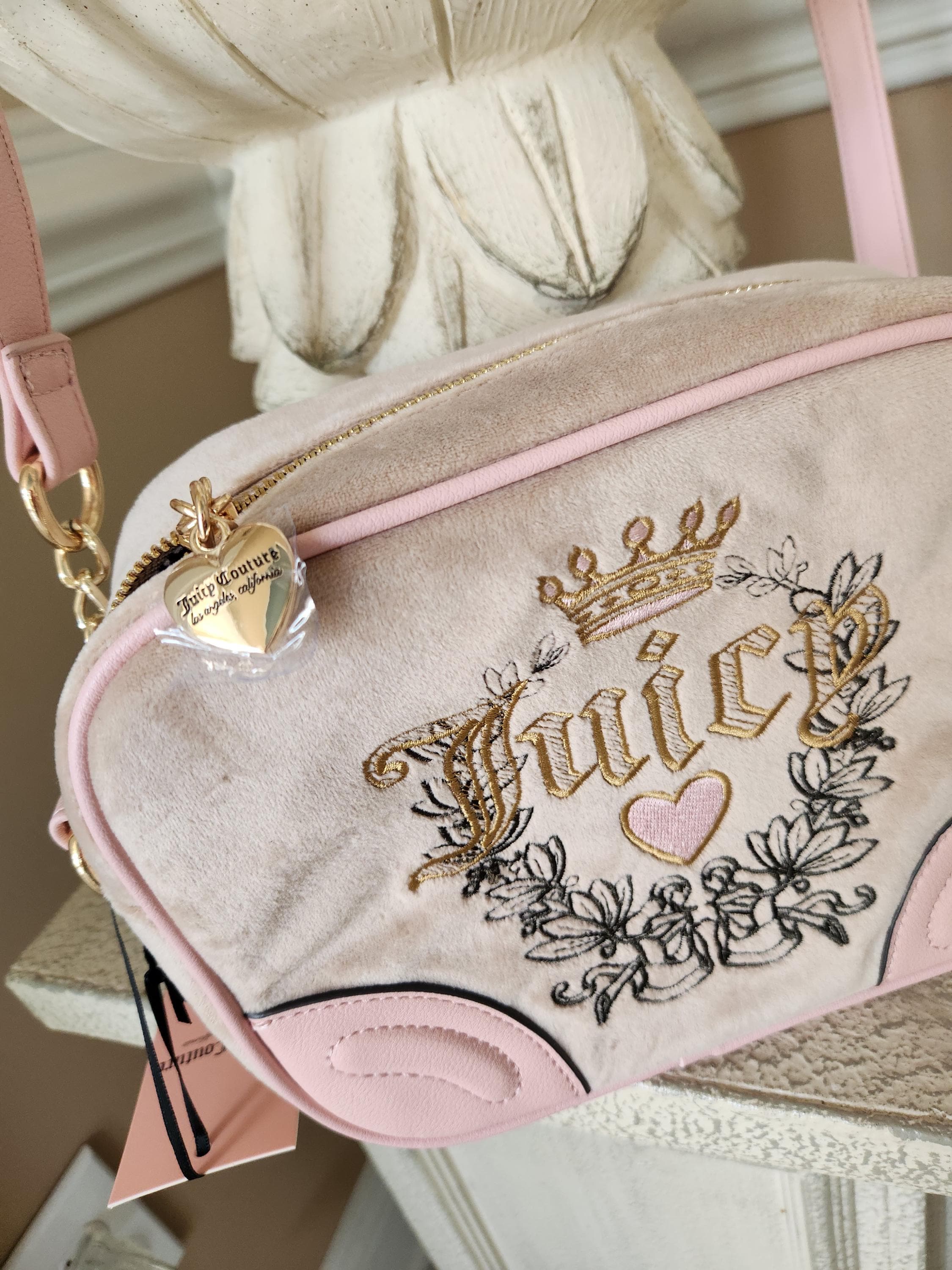 Juicy Couture Cafe Heritage Crossbody Bag Embroidered Logo Accent