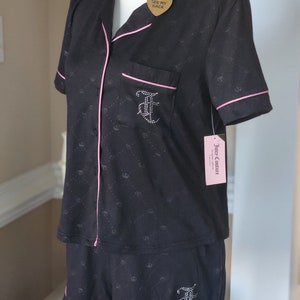 Juicy couture black and pink sleepwear  large size pajama set sexy and comfortable lounge wear crown emb rhinestones logo accent