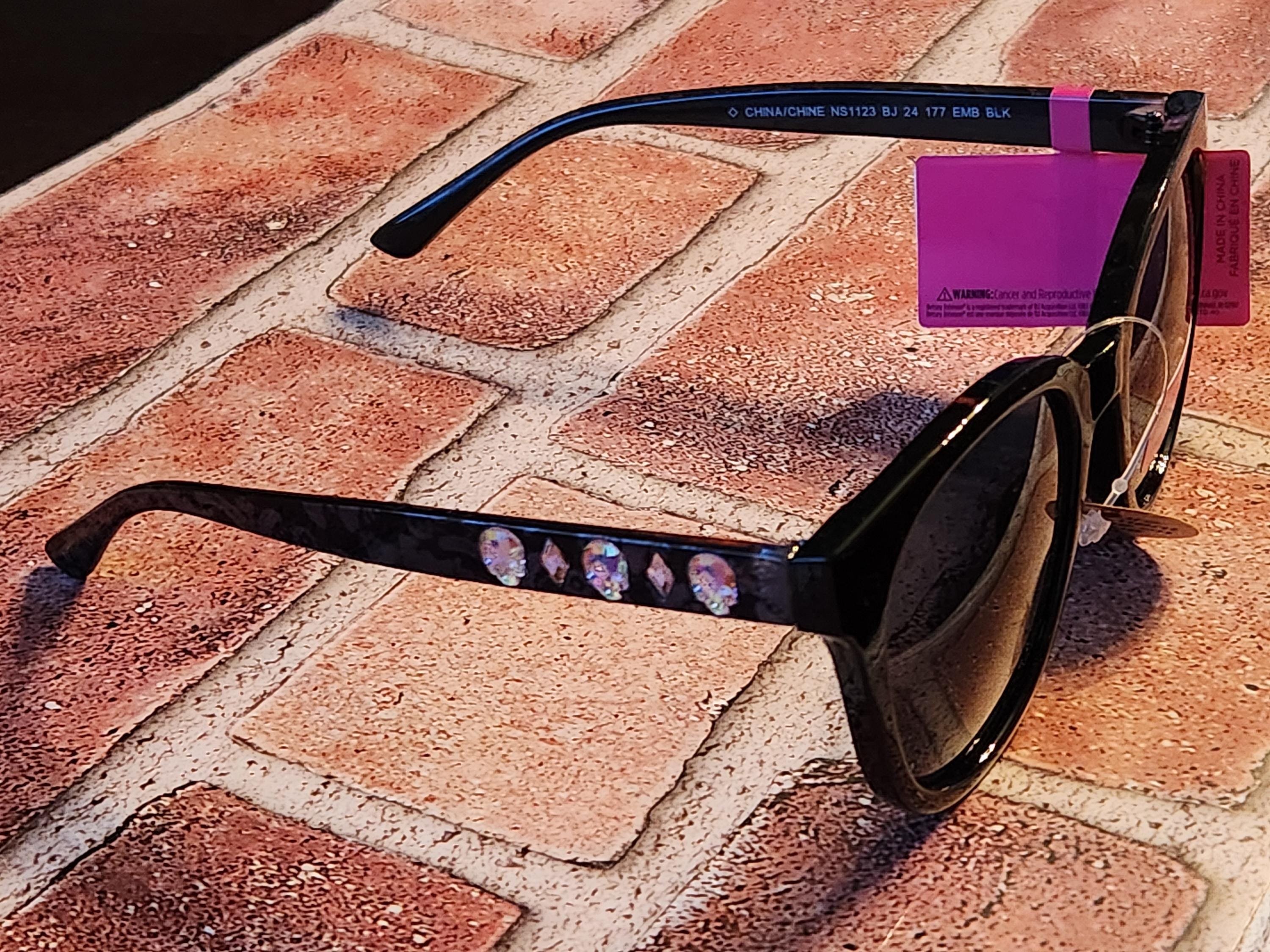 Betsey Johnson Black Sunglasses Skulls Rhinestones Accents  display picture 3