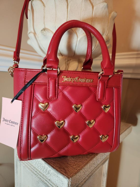 Juicy Couture Cool Red Colorful Love Mini Tote Quilted Front With