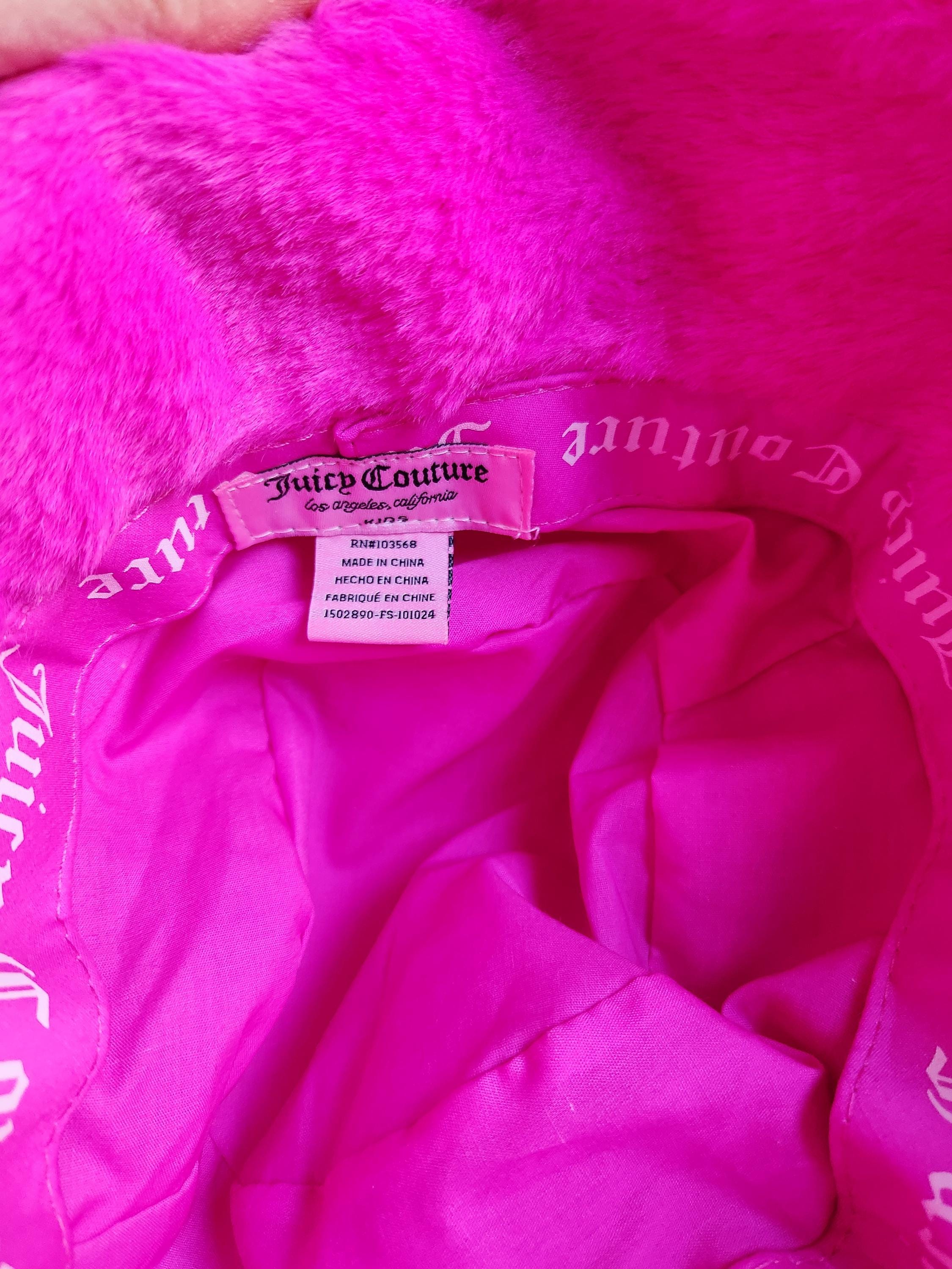 Juicy Couture Vibrant Pink Fuzzy Hat Juicy Couture Cap, Pastel Hat, Knit Hat, Designer Beanie  main image 3