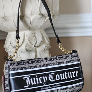 Juicy Couture Quilted Black Juicy Puff Backpack Fancy Chain Accent Bag 
