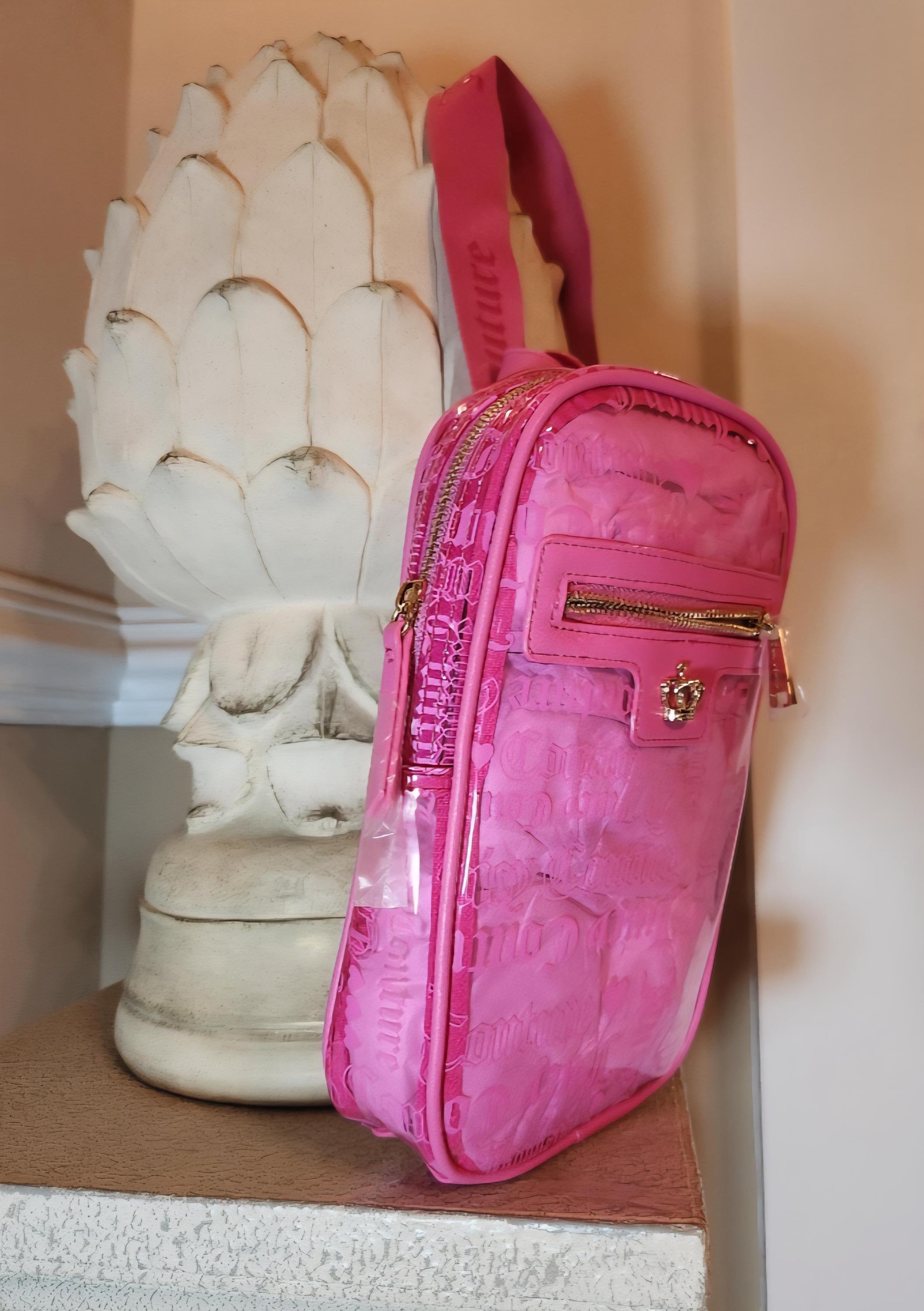 Juicy Couture Heart Juicy Clear Pink Beachin Sling Bag Juicy Couture Heart Pink Beachin Sling Logo All Over the  main image 4