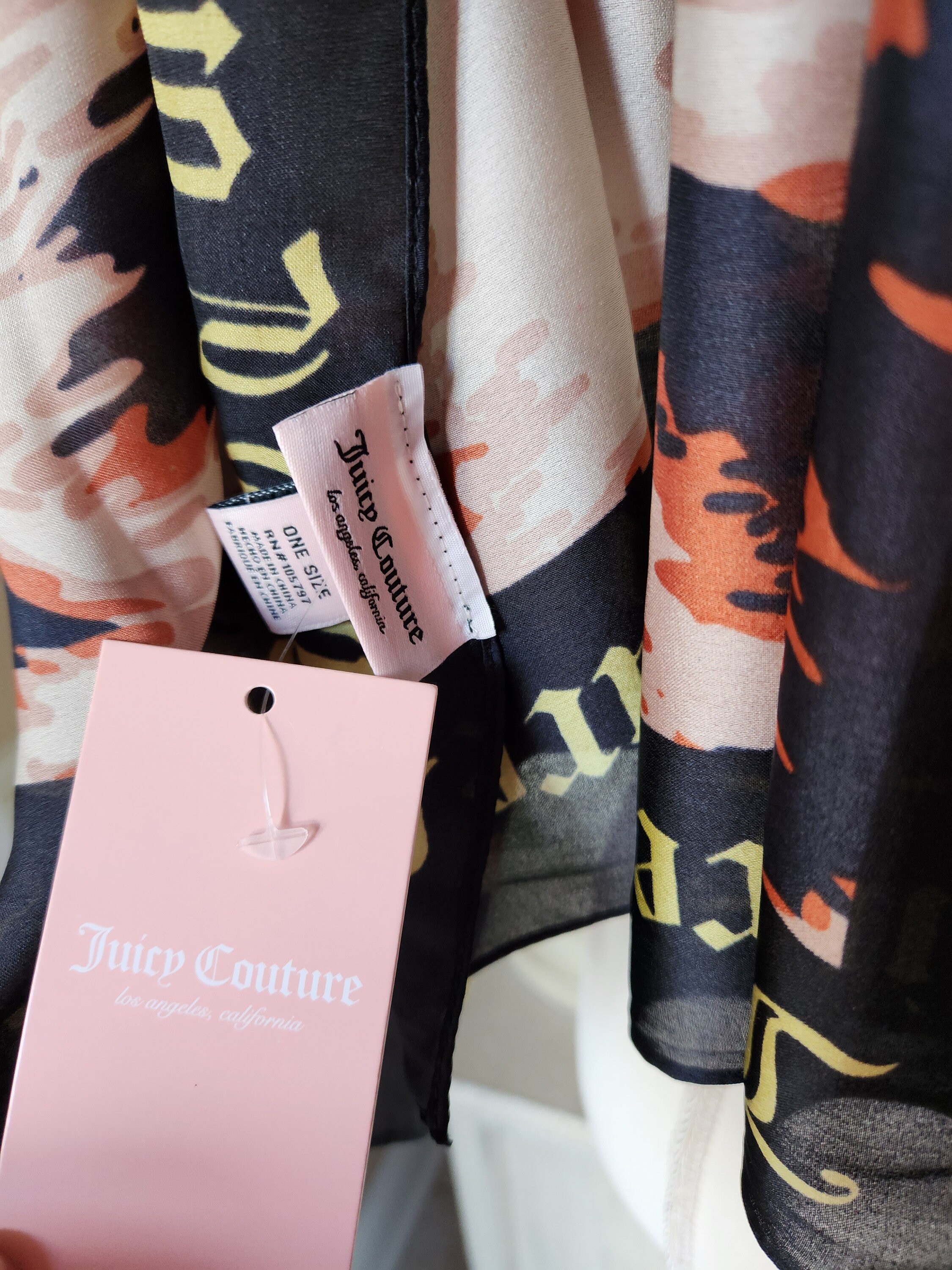 Juicy Couture Multicolor Scarf Animal Print With Logo 