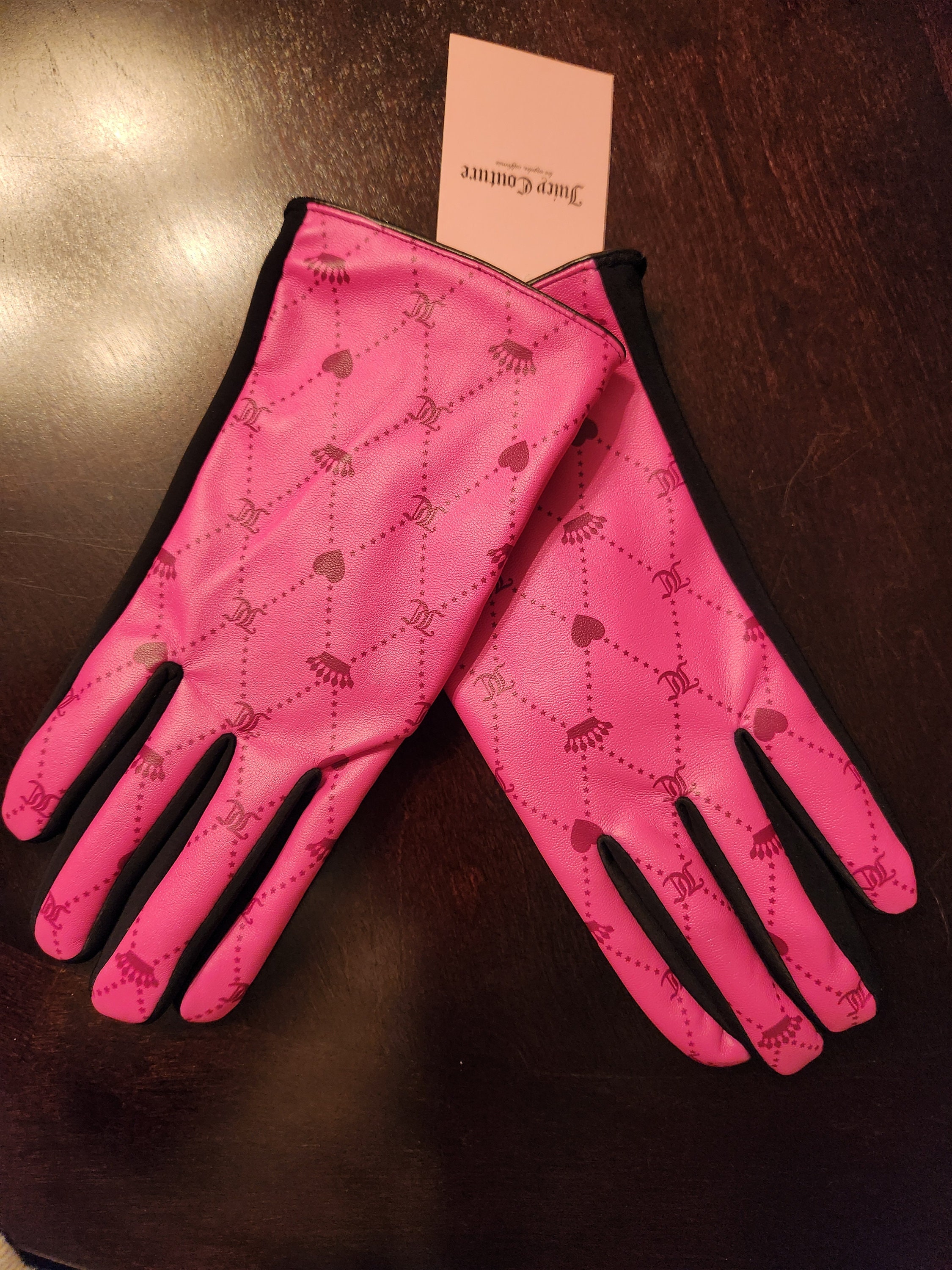 Juicy Couture Hot Pink Fur Hat and Gloves Handmade Pink Fur Mittens, Pink Fur Gloves, Pink Winter  main image 2