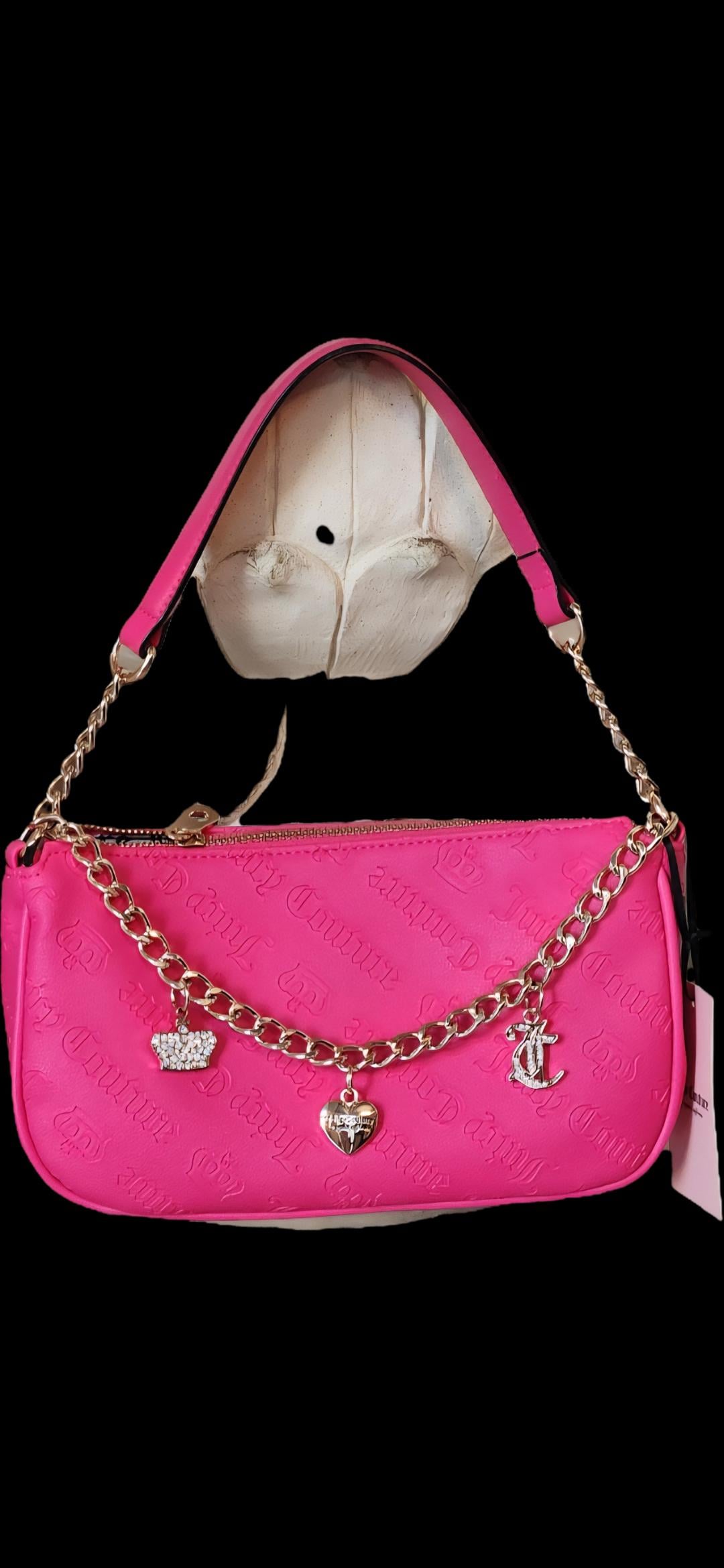 Juicy Couture Not Your Babe Shoulder Bag Small Pink Flash Hot Magenta Purse 