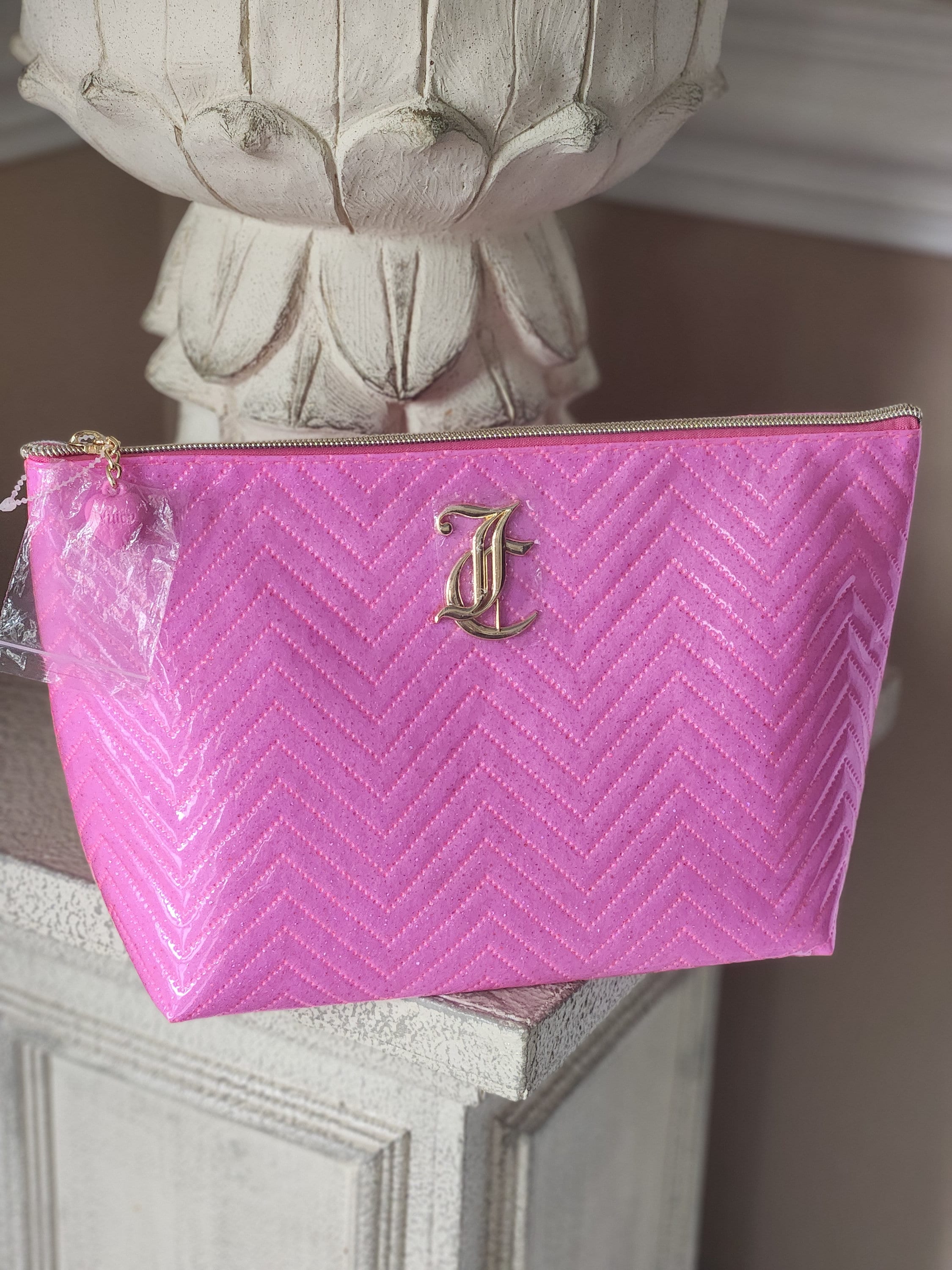 Sac de maquillage et cosmétique vintage en PU noir à motif