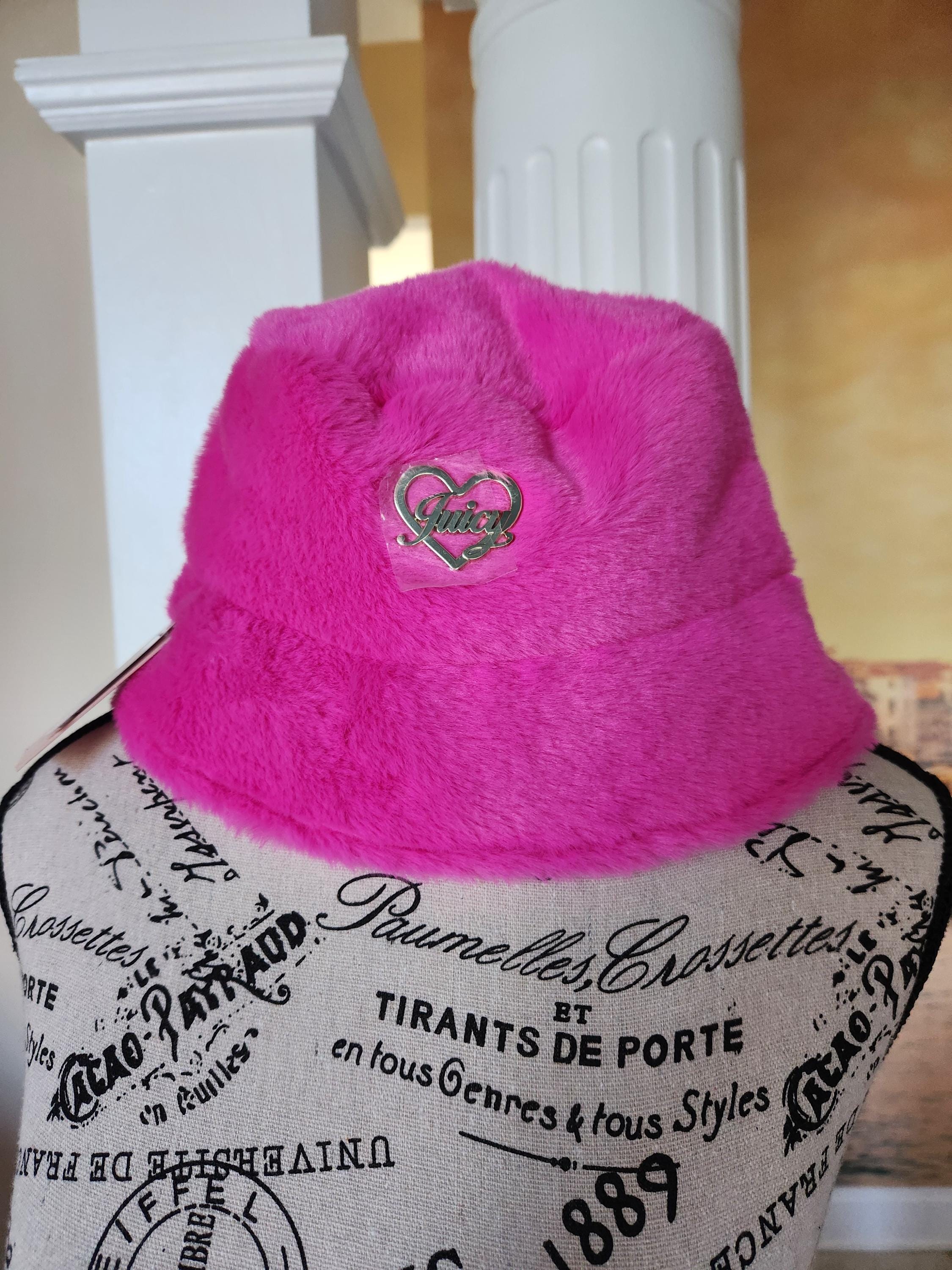 Juicy Couture Vibrant Pink Fuzzy Hat Juicy Couture Cap, Pastel Hat, Knit Hat, Designer Beanie  main image 4