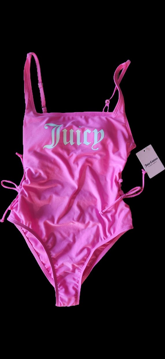 Juicy Couture One Piece Bright Pink With White Logo Accent Swim Suit Size S  Lace up Mage Color - Etsy