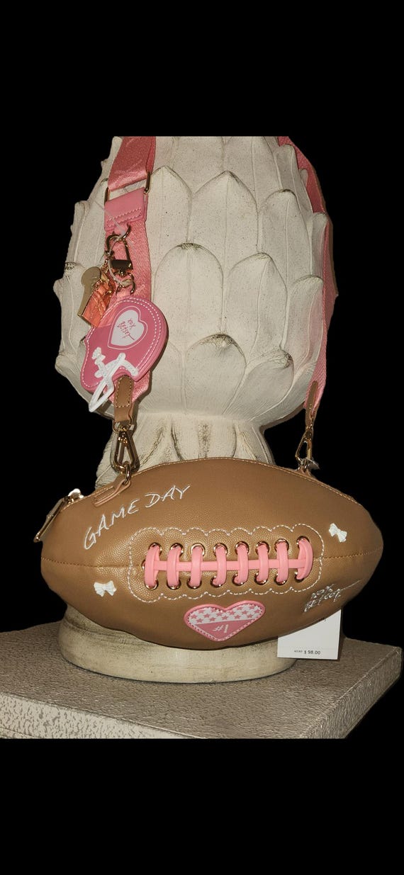 Betsey Johnson game day dream big score bigger football bag cute crossbody purse