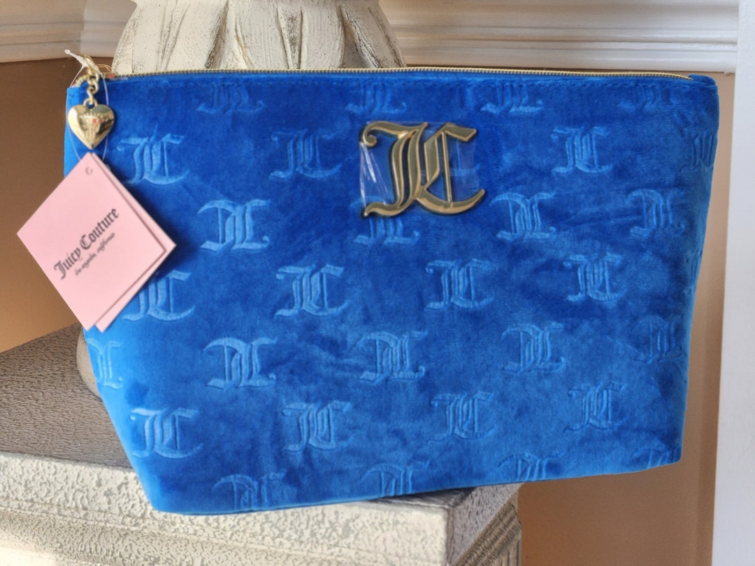 Juicy Couture Blue Cosmetic Bag Logo Velvet Cosmetic Orginazer Etsy