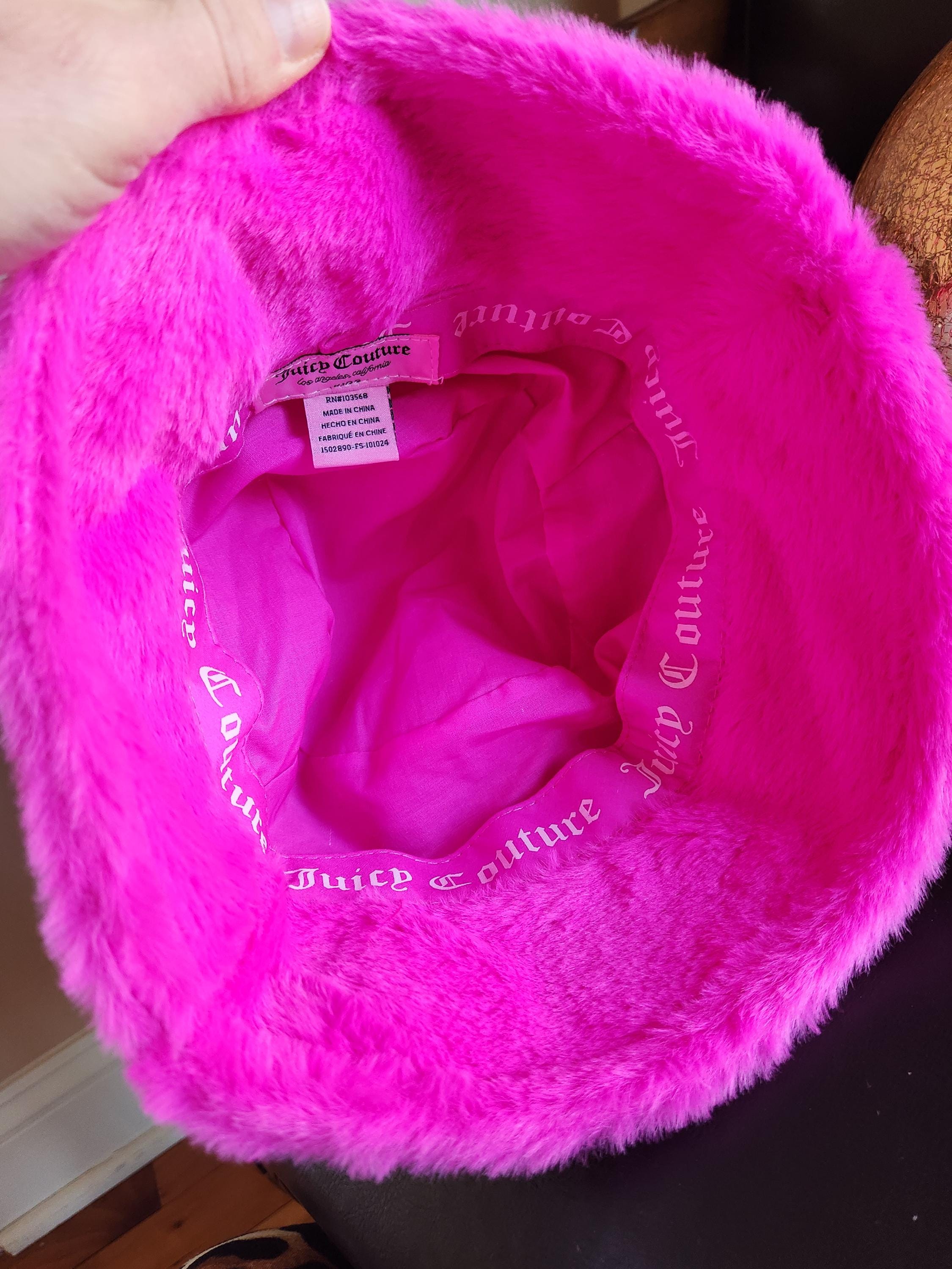 Juicy Couture Hot Pink Faux Fur Silver Logo Accent Bucket  display picture 1