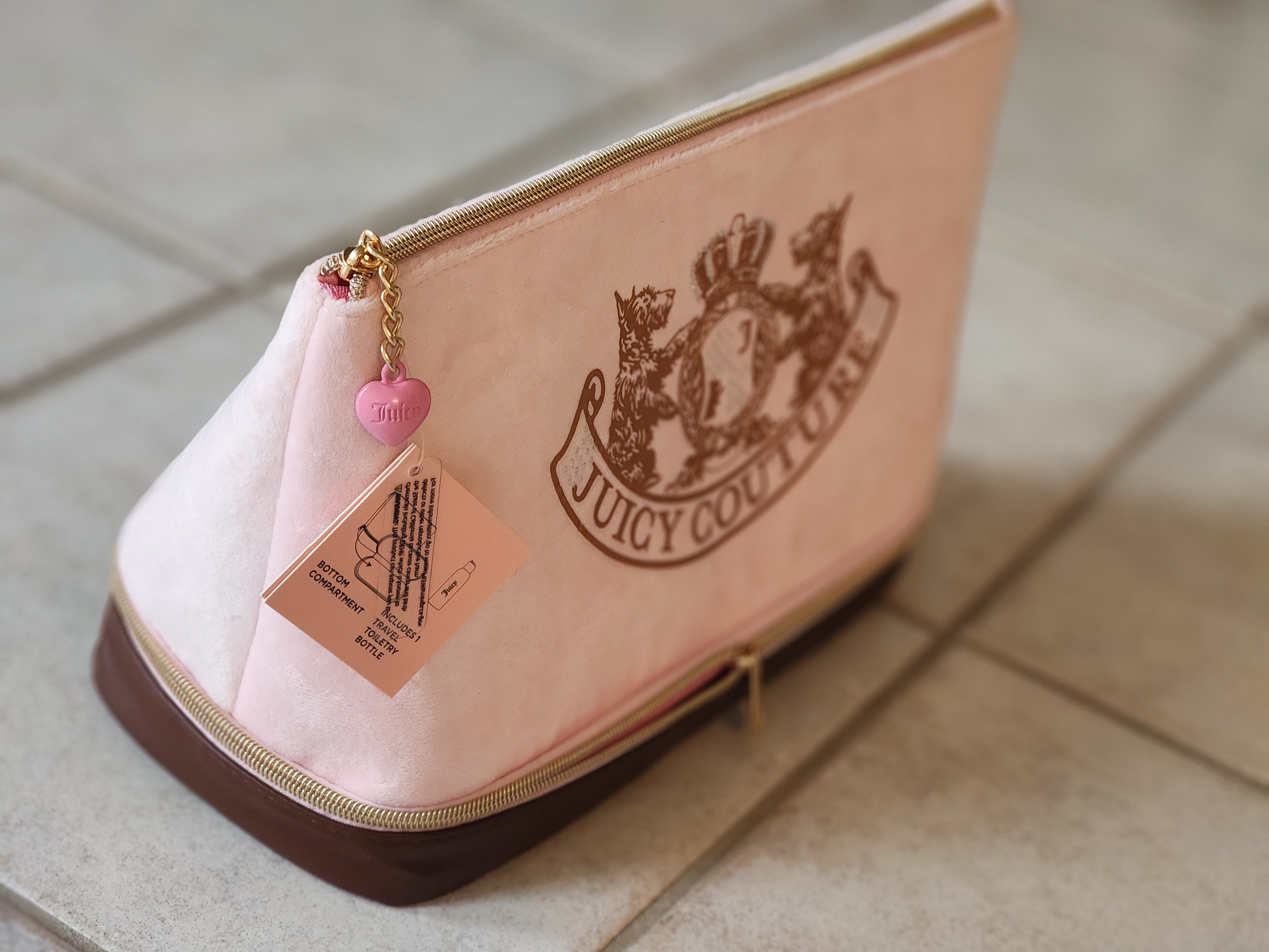 Juicy Couture XL Travel Cosmetic Bag Velvet Ligh Pink and 