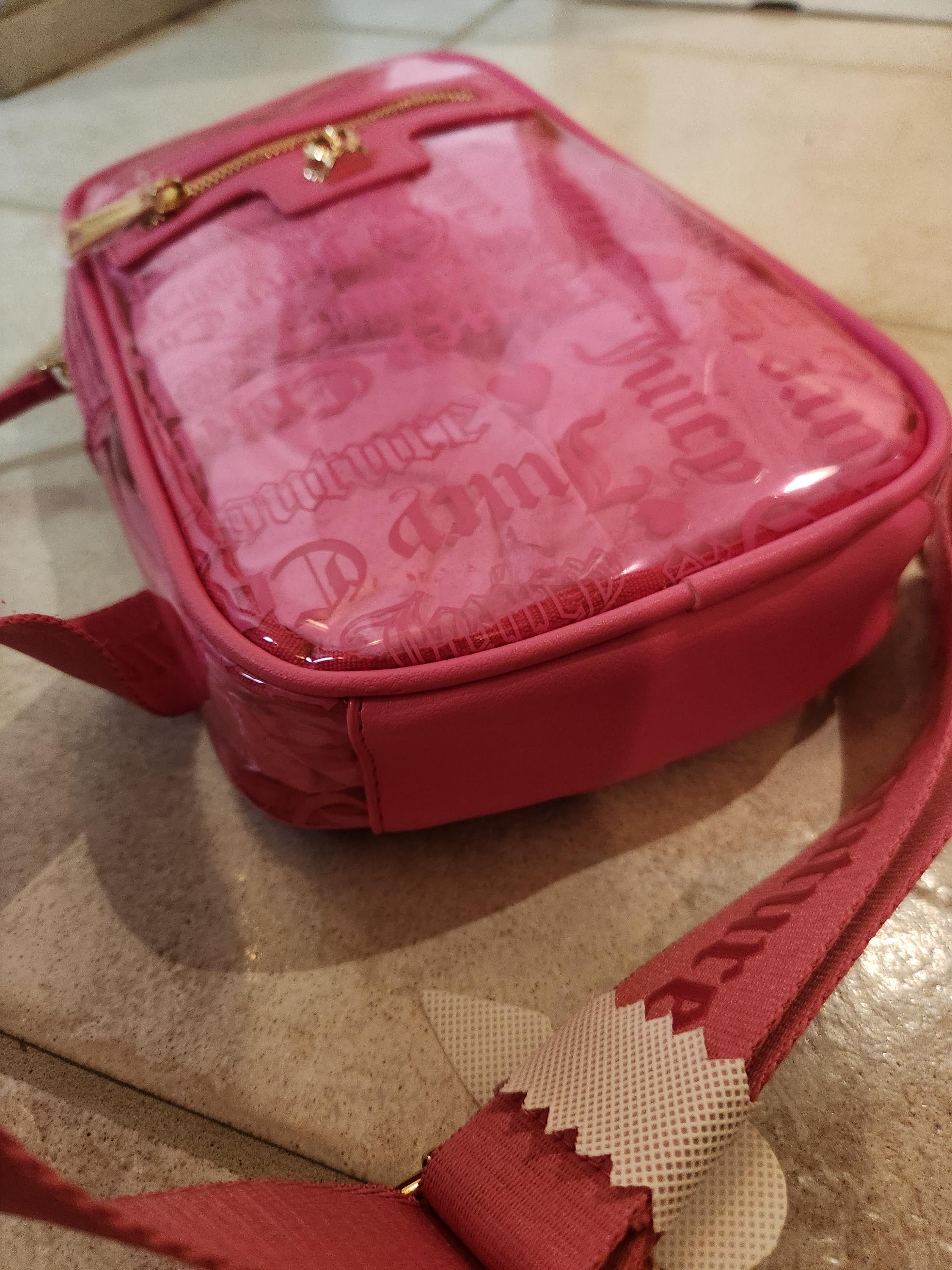 Juicy Couture Heart Juicy Clear Pink Beachin Sling Bag Juicy Couture Heart Pink Beachin Sling Logo All Over the  main image 2
