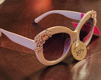 Betsey Johnson Glitter Gold Wayfarers Vintage Betsey Johnson Wayfarer Sunglasses, Yellow Glitter  main image 2