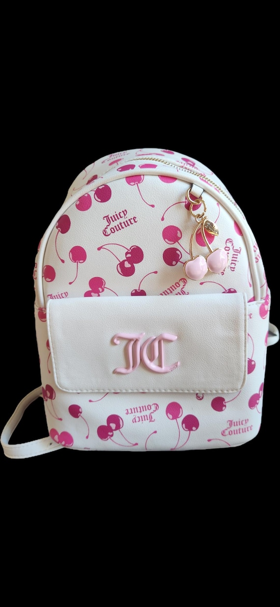 Juicy Couture Cherry on Top Backpack Medium Size White and Pink