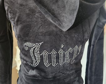 Juicy Couture black, red, navy classic velour zip up hoodie with silver rhinestones logo on the back vary sizes