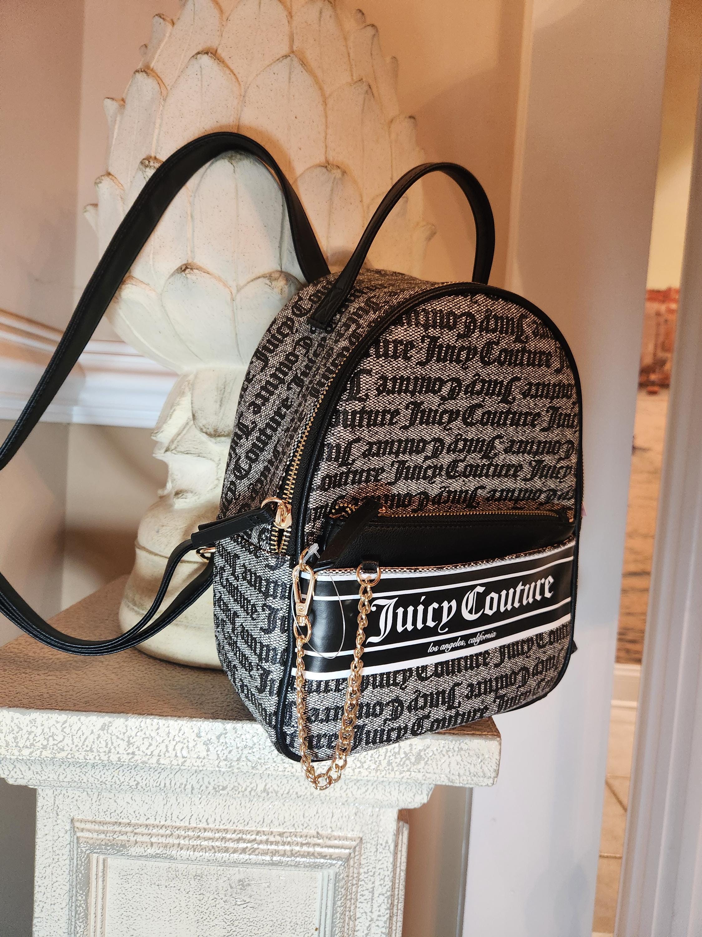NWT Juicy Couture Rosie Pull Out Backpack with Pouch in Black/Gray Amazon.com | Juicy Couture Women main image 3